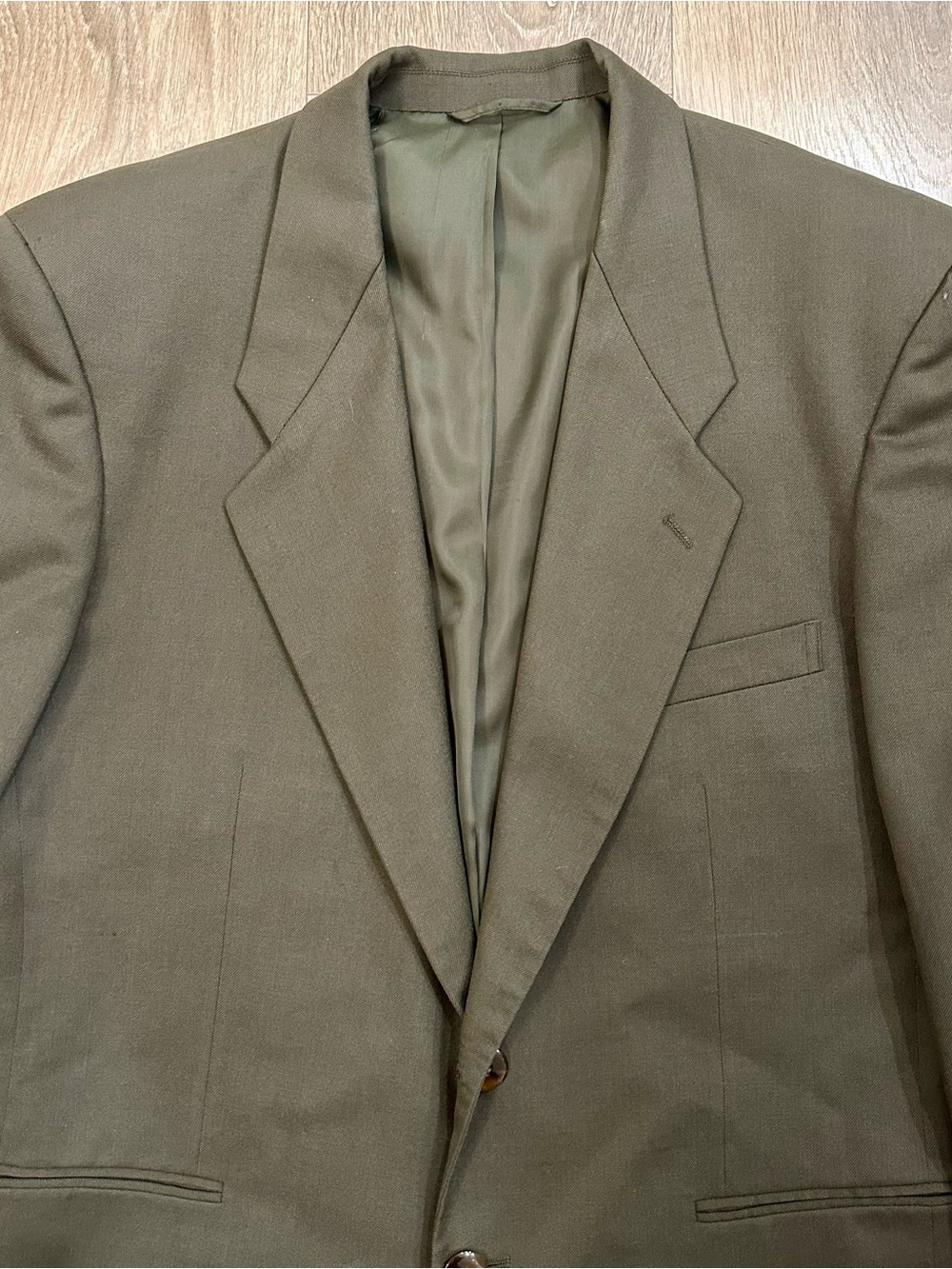 Vintage Yves Saint Laurent Men’s Blazer 42R Olive Green Wool 2-Button Jacket YSL